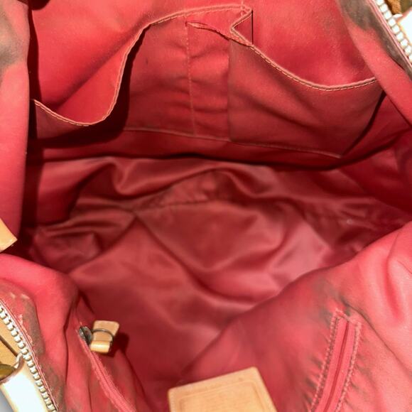 Vintage Coach Poppy Tan Leather Shoulder Tote Bag with Front Buckle Pocket - Picture 6 of 6